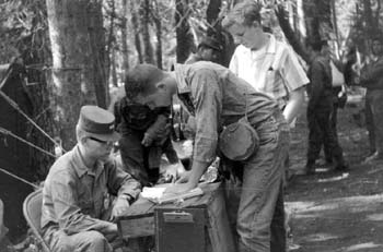 Summer Camp 1961- Issuing supplies to Ray Goodgame